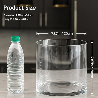 Maxdot 1.66 Gallon Cylindrical Glass Fish Tank Solid Base, 360° Full View Desktop Aquarium Starter, Easy to Maintain Small Microfauna for Betta Snails Shrimp Aquatic Planting and Small Plant Terrarium