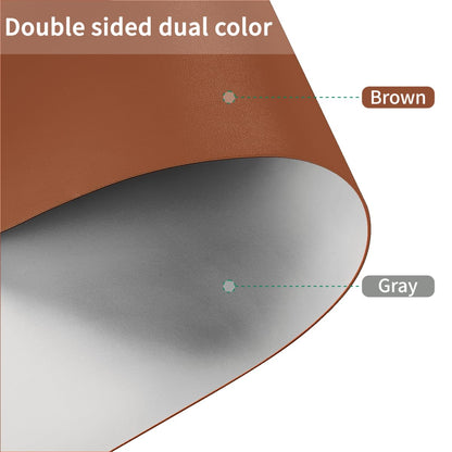 Zinkooat Faux Leather Table Cover,1.8mm Thick,12x72 Inch Table Protector,Glass Table Protector,Table Sticker Cover,Desk Covers On Top of Desks.(Brown+Gray,12x72)