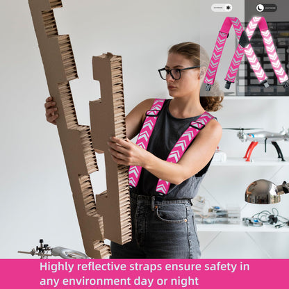 KUNN Safety Reflective Suspender Safety High Visibility Women Work Suspender,Pink