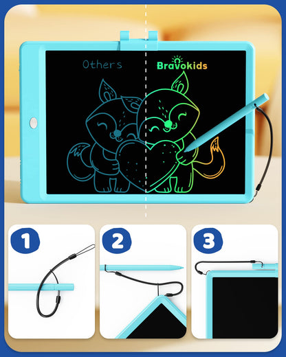 Bravokids Toys for 3-6 Years Old Girls Boys, LCD Writing Tablet 10 Inch Doodle Board, Electronic Drawing Pads, Educational Birthday Gift for 3 4 5 6 7 8 Years Old Kids Toddler (Blue)