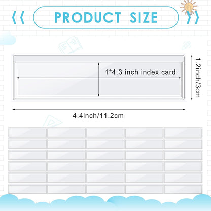 Chinco 30 Pack Self-adhesive Index Card Pockets with Top Open for Loading - Ideal Index Card Holder for Organizing and Protecting - Crystal Clear Plastic(1.2 x 4.4 Inches)