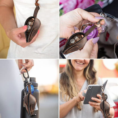 Rustic Leather Mouse Coin Purse Change Pouch Holder Cute Design YKK Zipper Handmade By Nabob Leather (Rustic Brown)