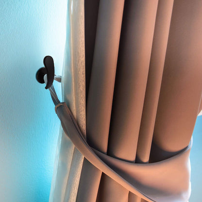 Furge 4 Pieces Curtain Holdback,Wall Mounted Hooks Drapery Tiebacks with Screws Metal Decorative Curtain Holdbacks Decorative Window Drapery Holder Curtain Hooks (Black)