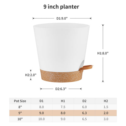 FaithLand 2 Tier Plant Stand and 2-Pack 9 Inch Self Watering Pots Bundle