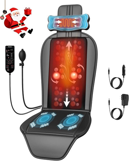 Shiatsu Back Massager with Heat, Massage Chair Pad for Full Back, Chair Massager with Neck Support Suitable for Office/Home,Gift for Father/Mother/Christmas