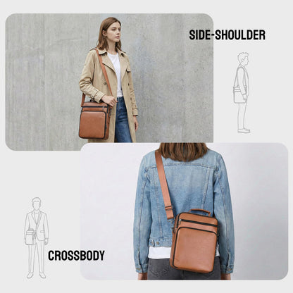 Leather Crossbody Bags for Men and Women, Cross body Purse Shoulder Sling Travel Messenger Bag Handbags Compatible with 11 inch iPad Pro Air 11 w/Magic Keyboard