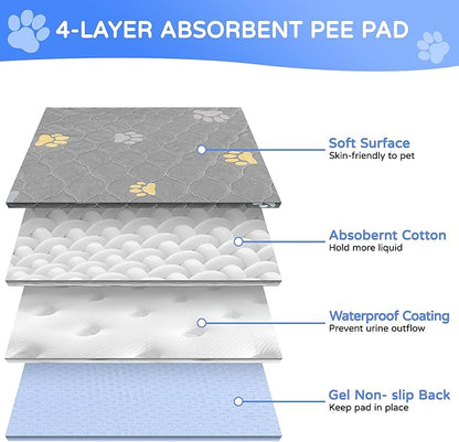 Aitmexcn Washable Puppy Dog Pee Pad, 2PCS 100% Waterproof Whelping Training Mat for Puppy/Senior Dog, Fast Drying Reusable Puppy Pads for Indoor, Outdoor and Car Travel- 36 x 48'' Llight Gray