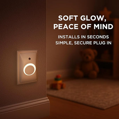 GlowGuard Childproof Outlet Covers & Night Light (2-Pack) | Secure & Tamper Resistant | Childproof, Babyproof, Toddler Proof, Child Safety Socket Cover | Light Sensor or Manual Toggle | Patent Pending
