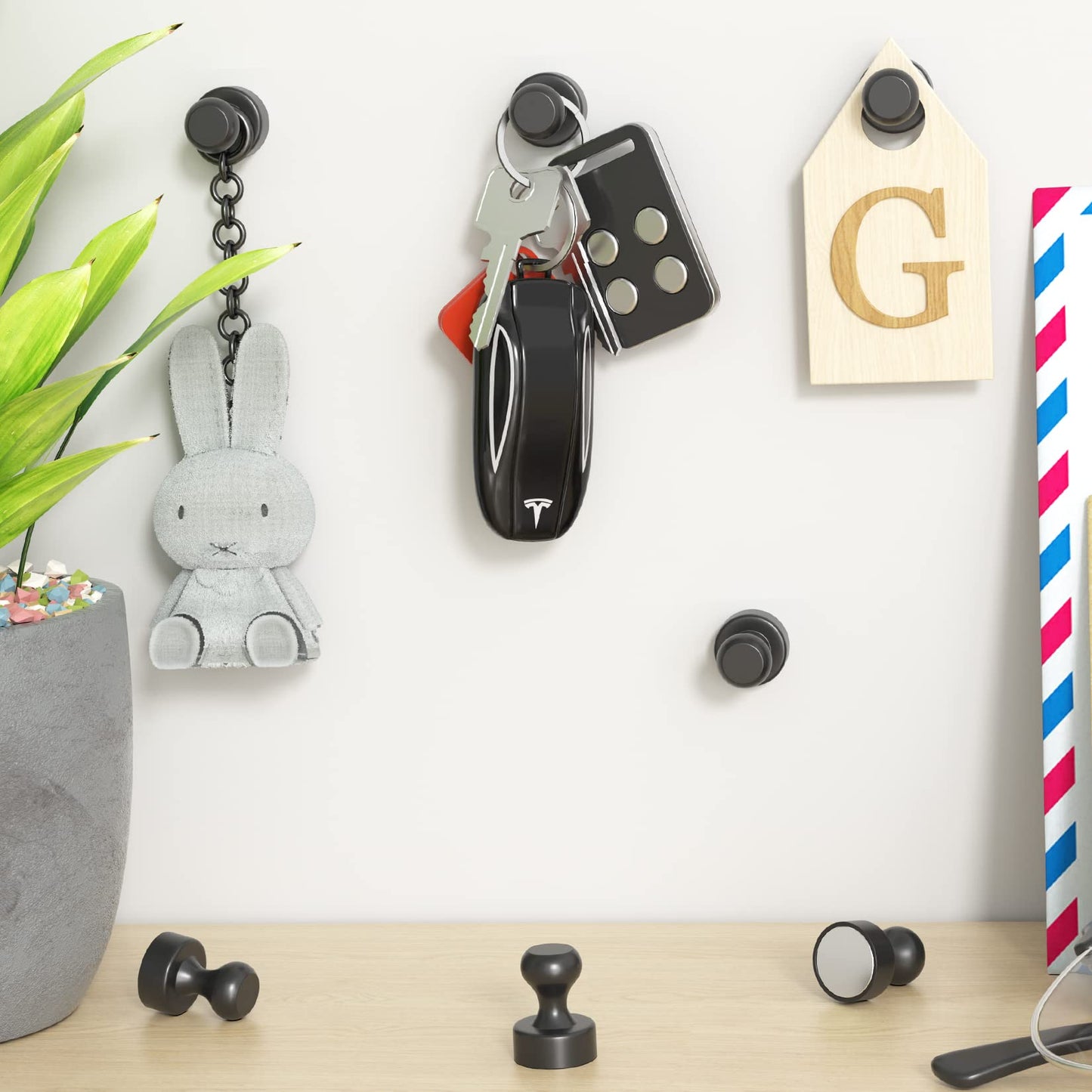 Grtard 48 Pack Magnets for Whiteboard, Black Magnetic Push Pins, Whiteboard Magnets Fridge Magnets, Small and Strong Push Pin Magnet for Office, School, Refrigerator, Locker, and Map