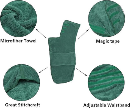 Geyecete Pineapple Grid Fast Drying Super Absorbent Dog Cat Bath Robe Towel - Green - XS