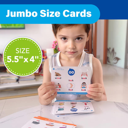 Phonics Flash Cards, 76 Cards 24 Principles, Learn to Read Phonics Games, CVC Digraphs Blends Long Vowel Sounds, Classroom Homeschool Educational Toys for Kids Ages 4-8 Kindergarten 1st 2nd Grade