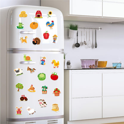 Fecheche Large Size Cute Fridge Magnets for Toddlers, Preschool Spelling Learning Education Refrigerador Magnetic Toy (Farm 48pcs)
