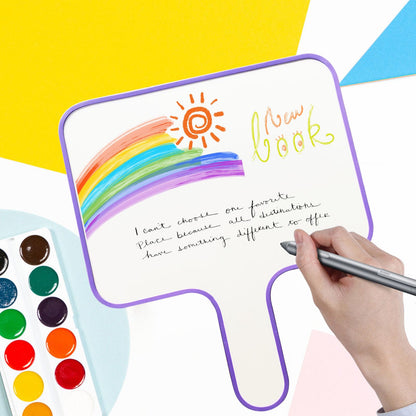 6 Pack Dry Erase Answer Paddles 10''x 8'' - Double Sided Handheld Mini Whiteboards with 6 Colorful Erasers Voting Auction Boards Small Writing Board for Office Classroom Teacher Supplies and Games