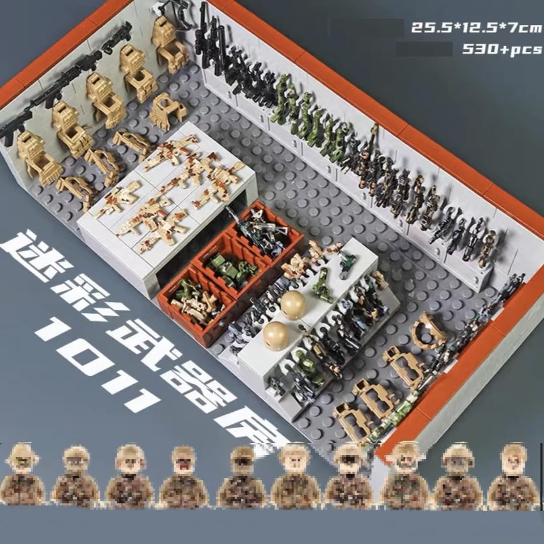 ELEFOCUS WW2 Military Base Building Blocks Set – 520 PCS Army Weapons Pack with SWAT Gear, Miniguns, Custom Guns, and 10 Soldier Figures – Kids Army Playset Compatible with Major Brands