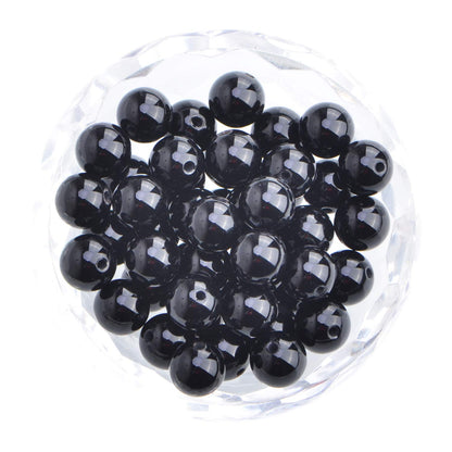 80Pcs Natural Crystal Beads Stone Gemstone Round Loose Energy Healing Beads with Free Crystal Stretch Cord for Jewelry Making (Tourmaline Black, 10mm)