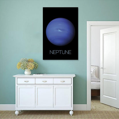 XIAOLOUTINYU Solar System Canvas Wall Art - Neptune Planet Space Poster for Kids Room Bedroom Classroom, STEM Educational Astronomy Decor, Science Gift for Boys Girls Teens, 12x18 Inch Unframed