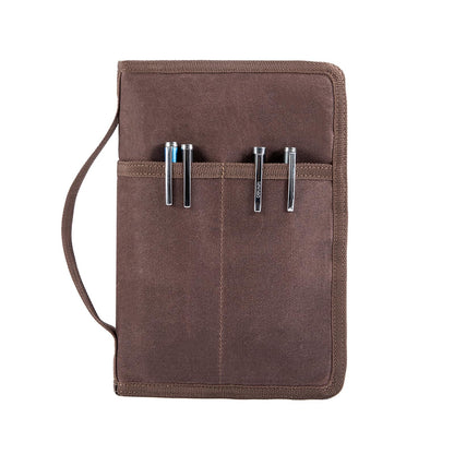 Hagsfire Zipper A5 Notebook Journal Planner Sketchbook Cover, Water Resistant Waxed Canvas Pocket Pocket Field Notes Cover for Journal Notebook Password Planner Book with Pen Loop (8.6"x6.9") (Brown)
