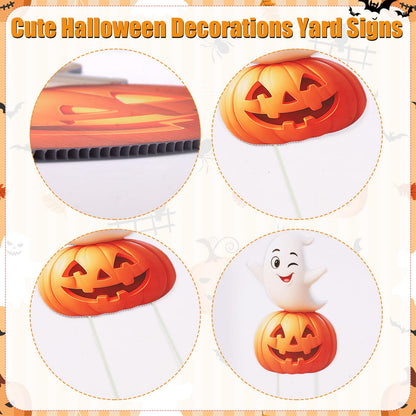 Outdoor Halloween Yard Signs, 6 PCS Cute Pumpkin Ghost Halloween Yard Stakes Kids Friendly for Lawn Garden Outside Home Decor