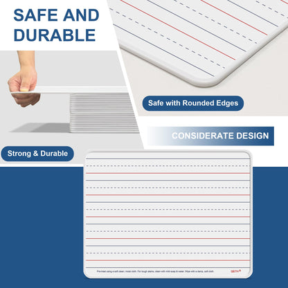 Dry Erase Boards, 12 Pack 9”x12” Magnetic Double Sided Portable Personal Small Whiteboards with Lines, Include 12 Markers, 12 Erasers, 12X52 Foam Letters for Kids, Students, Teachers Classroom School