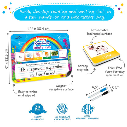 Simply Magic 1047 PCS Poetry Magnets for Kids & 104 PCS Sentence Building for Kids