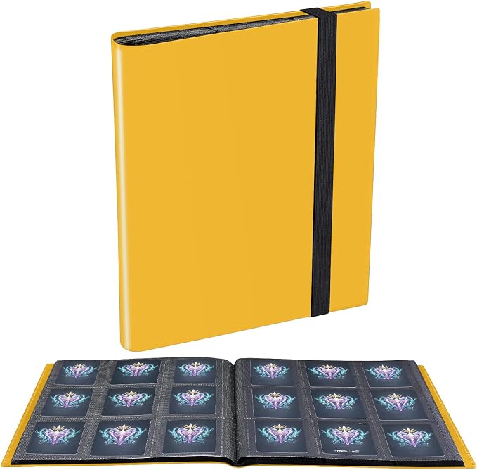 Upgraded 9 Pockets Trading Card Collection Binder, 360 Book Holder Album for Yugioh, MTG, TCG, Magic, Sports Cards - Yellow