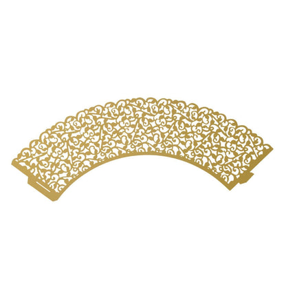 Filigree Artistic Hollow Out Bake Cake Paper Cups Little Vine Lace Laser Cut Liner Cupcake Wrappers Baking Cup Muffin Holder Case for Wedding/Birthday/Afternoon Tea Party Decoration (50, Gold)