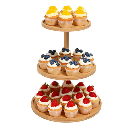 Cupcake Stand, Wood Cake Stand, Cupcake Display Stand, Wedding Cake Stands, Rotatable Bamboo Cupcake Stands for Party, 3 Tier Cupcake Stand, Cup Cake Tower Stand for Birthday Party Decoration