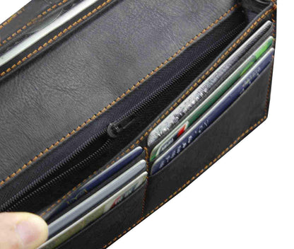 vogueteen Biker Rock Star Concho Mens Card Money Long Black Real Leahter Wallet With Chain