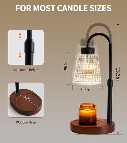MEIXISUE Black Candle Warmer Lamp WithTimer and Dimmer,Fragrance Electric Wax Melt Warmer with 2 Bulbs,Scented Jar Lamp,Mother's Day/Birthday/Gifts Christmas for Mom/Wife,Home Decor,Adjustable Height
