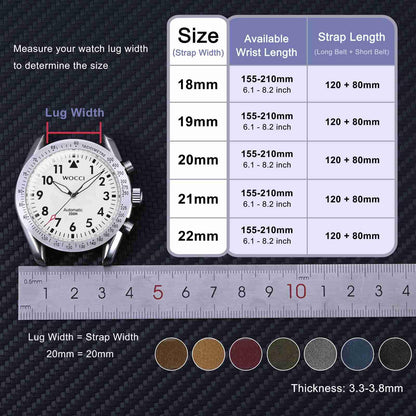 WOCCI 22mm Retro Leather Watch Band for Men and Women, Quick Release Replacement Strap with Golden Buckle (Dark Brown)