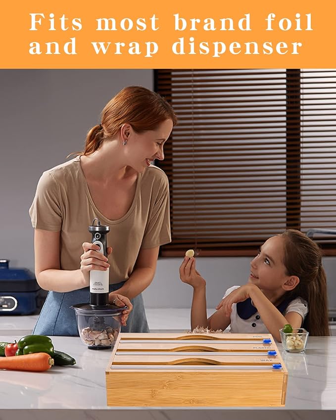 Plastic Wrap Slide Cutter - 4 Sticks Self-Adhesive Fit 12" Roll Plastic Wrap Sliding Cutter for Foil Wax Paper Parchment Paper - Wrapping Paper Cutter Replacement Fit Most Brands Wrap Dispenser