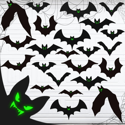 Kanayu 32 Pcs Halloween Garage Door Decorations Magnets Glow in the Dark Black Bats Spider Garage Door Magnets Luminous Magnetic Stickers Halloween Decorations for Home Car Refrigerator(Large Bat)
