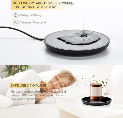 Lesipee Mug Warmer, Coffee Cup Warmer for Desk with Auto Shut Off, Candle Warmer, Electric Beverage Warmer Plate for Tea, Cocoa & Coffee, 2 Temperature Settings, for Dad Office Home