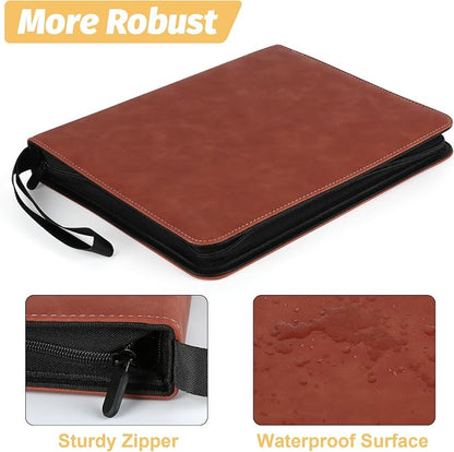 GERMUN 9 Pocket Card Binder, Premium Zip Trading Card Binder, 720 Double Sided Pocket PU Card Collection Binder, Collector Card Album, Card Folder for MTG, TCG, Sports Cards, Game Cards (Brown1)