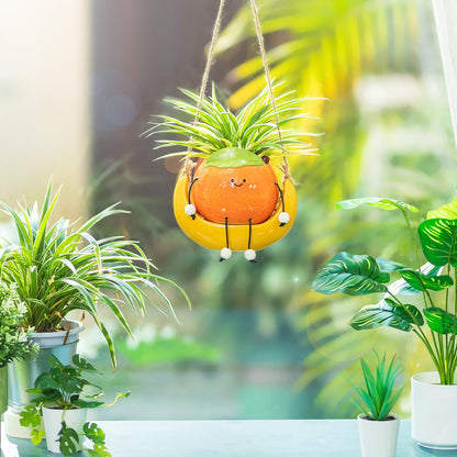 Walasis Gardening Plant Gifts for Women: Cute Hanging Planter Gift for Plant Lovers Mother - Smiley Face Small Flower Pot for Succulent Cactus Spider
