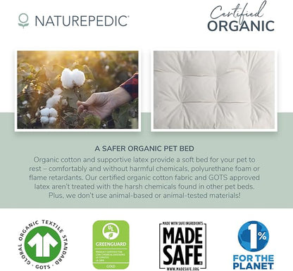 Naturepedic Organic XX-Large Pet Bed - Super Plush Dog & Cat Beds - Ultra Supportive Dog Bed Mat - Ideal Pet Bed with No Polyurethane Foam - 47" x 29" x 5"