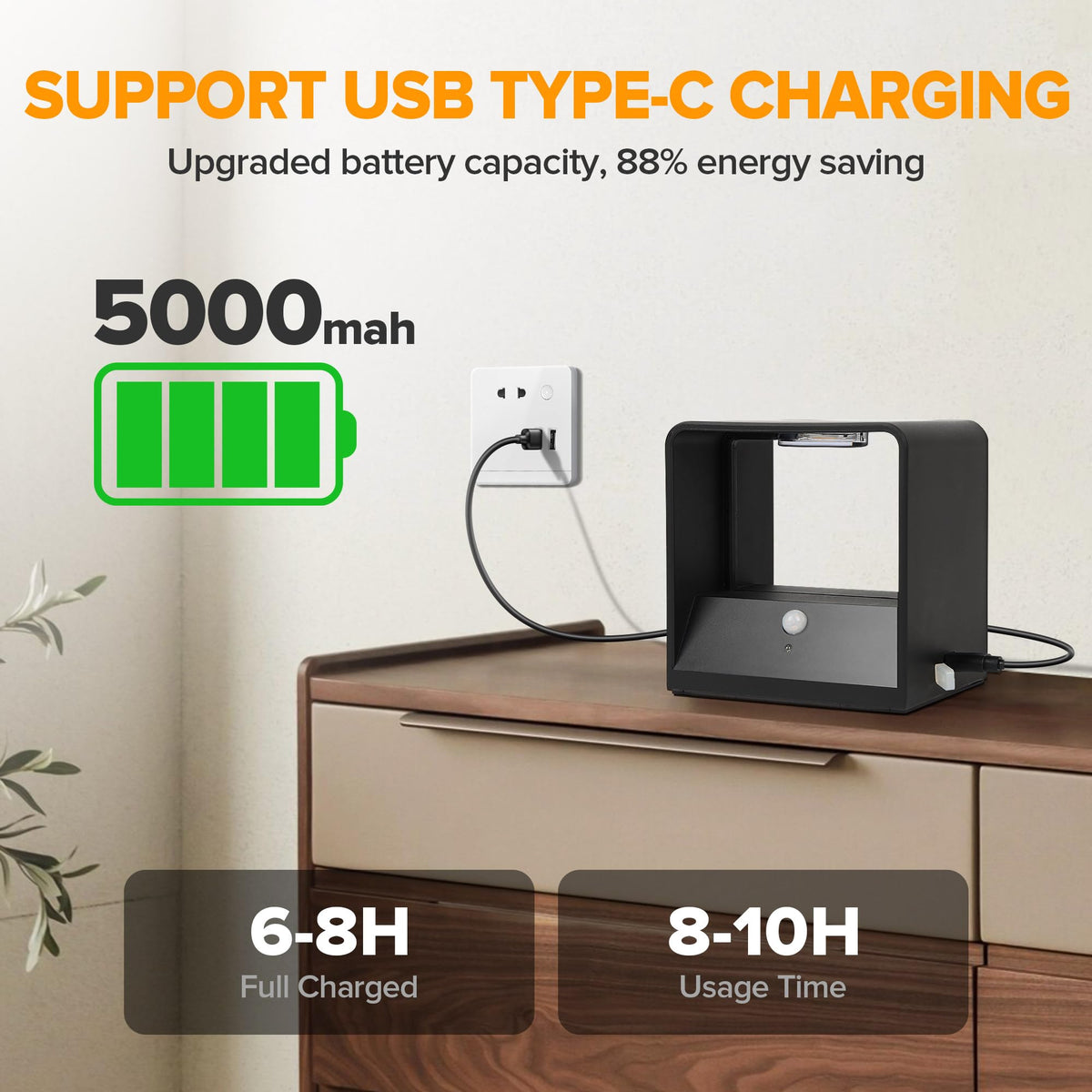 LUTEC Motion Sensor Wall Light, 5000mAh Rechargeable, Waterproof, Wireless LED Sconce, Black, Model LUTEC-MSWL2PACK
