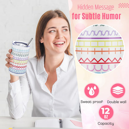 Geiserailie 12 oz Hidden Message Tumbler Funny Coffee Travel Insulated Mug Skinny Tumbler with Lid and Straw White Elephant Gag Gifts Cup for Bestie Friend Coworker Family Employee Gift