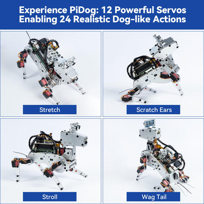 SunFounder PiDog AI Robot Dog Kit for Raspberry Pi 5/4/3B+/Zero 2W, Openclaw LLMs ChatGPT/Gemini/Grok, Voice&Video Recognition, Python, App, Battery, Gyroscope, Camera (RPI NOT Included)