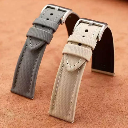Aoeiwv Nylon Leather Watch Band Quick Release Waterproof Resistant Oxford Fabric Durable Hybrid Premium Nylon Fiber Genuine Leather Universal Replacement Strap 18mm 19mm 20mm 21mm 22mm for Men Women