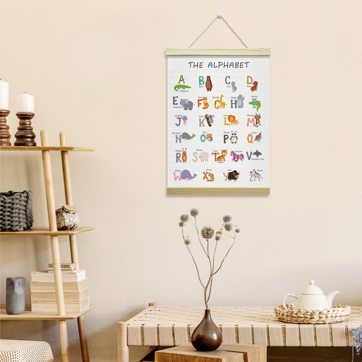 Nopoben Playroom Rules Poster Hanger Frame, Playroom Wall Art With Wooden Poster Hanger, Play Room Wall Decor, Classroom Kids Room Nursery Bedroom Decor(12x16 Inches)-22