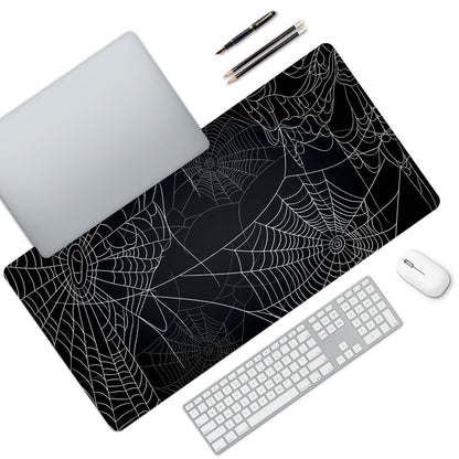 MAYCARI Halloween Cute Spider Webs Mouse Pad Kawaii Cartoon Funny Spirit Extended Desk Mat Non-Slip Rubber Baseb Large Black White Mousepad for Desk Gaming Laptop Desktop 31.5"X15.7"