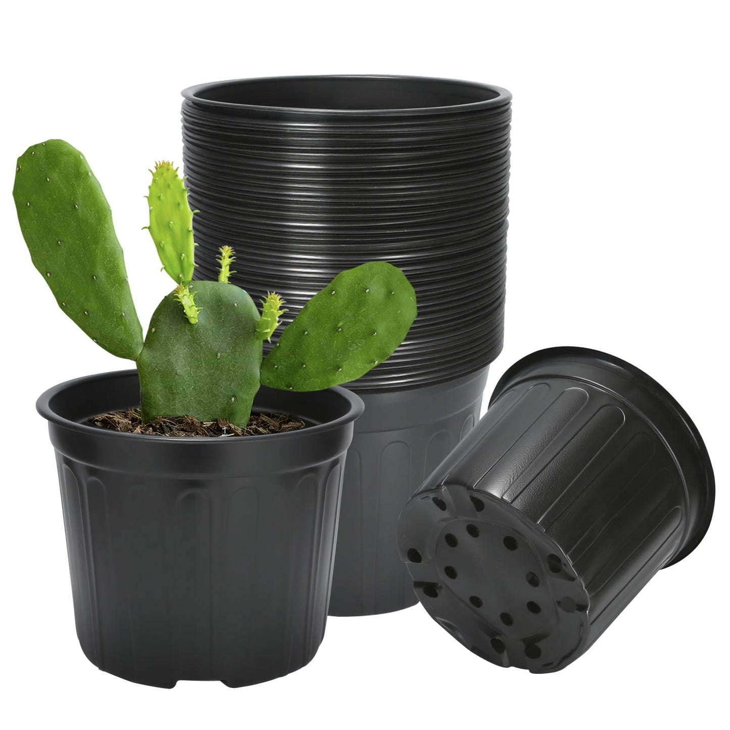 SLMKHHU 40 Pack 3 Gallon Nursery Plant Pots,10 Inch Plastic Garden Flower Seedling Planter Pot with Drainage Holes for Outdoor Indoor Plants,Gardening Gifts