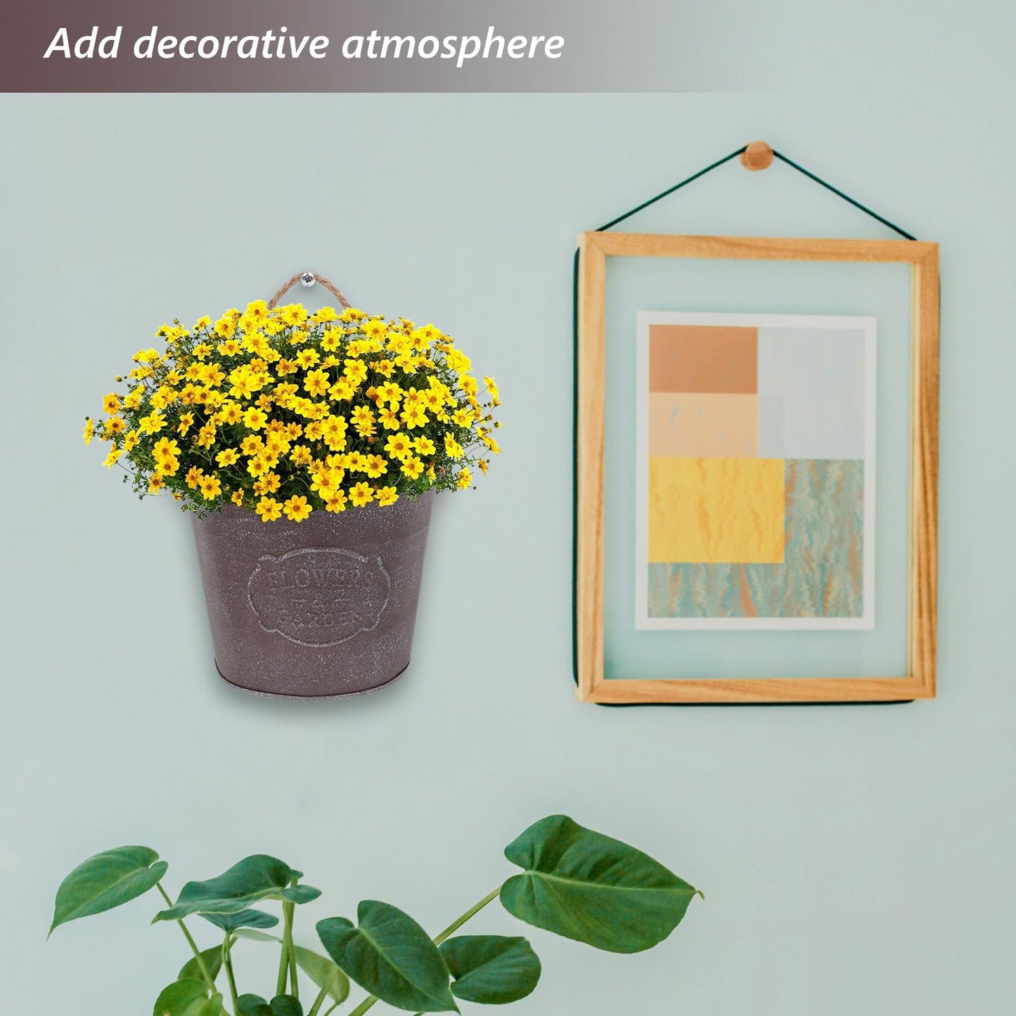 GANAZONO Wall Hanging Flowerpot 4-Pack 6.69X5.51X12.59In Iron Art Planters with Lanyard Wall-Mounted Plant Holders for Indoor Outdoor Succulents Mini Plants