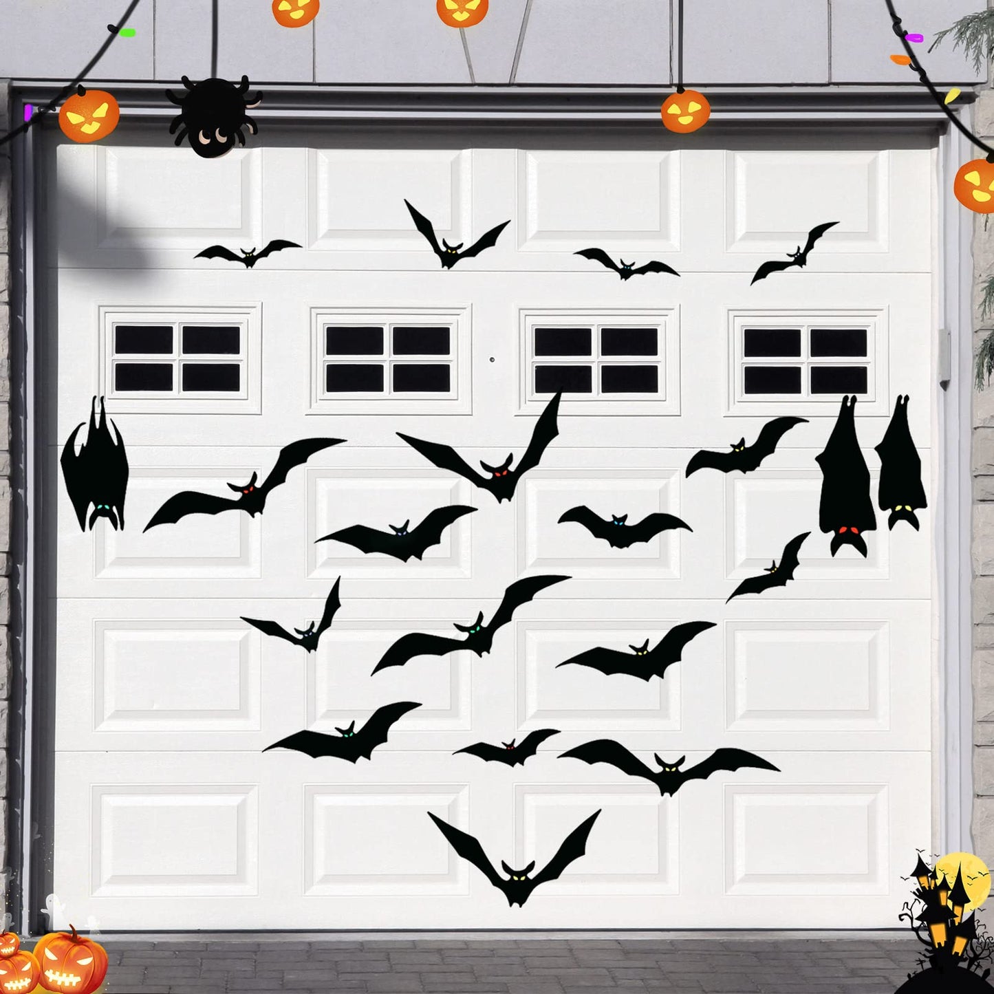 Konohan 20 Pcs Halloween Magnetic Bats Garage Door Bats Decorations Magnet Sticker Car Refrigerator for Outdoor Party Decor(Black)