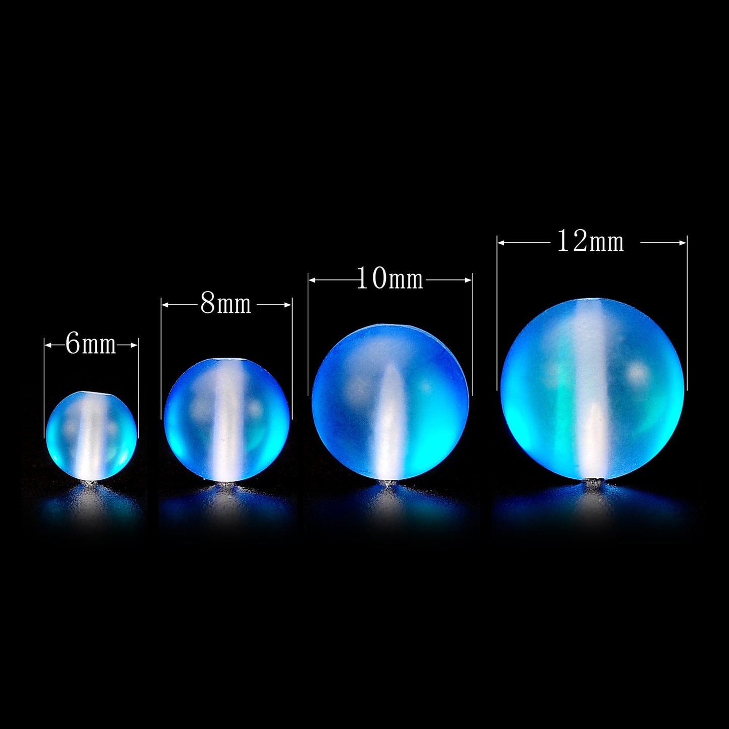 RUBYCA 12mm Round Moonstone Matte Crystal Glass Beads Aura for Jewelry Making Blue, 1 Strand