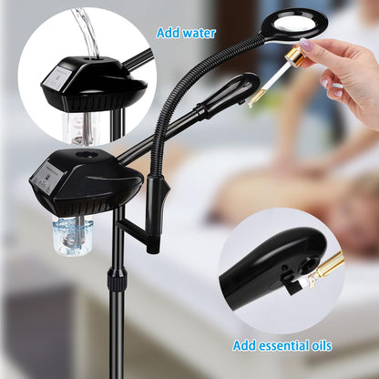 Professional Facial Steamer on Wheels, Facial Steamer for Facial Deep Cleaning, Facial Humidifier for Spa, Adjustable Height for Spa, Salon and at Home Use
