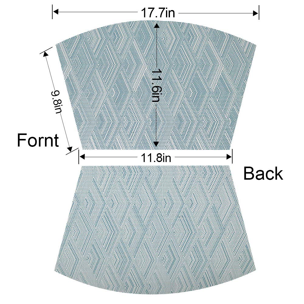 Kreatur Round Table Placemats Set of 6,Woven Vinyl Wedge Placemats Heat Resistant Table Mats Wipe Clean (Light Blue)