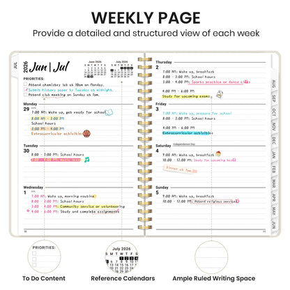Planner 2026-2027 for Women & Men, Academic Monthly and Weekly Calendar Planner, Jul 2026 - Jun 2027, A5 (6.3" x 8.5"), Teacher Student Planning Book with Tabs, Ideal for Office School Supplies - Beige