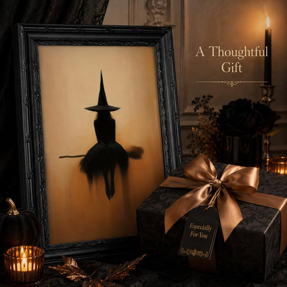 FKRYTYB Vintage Witch Silhouette Wall Art Gothic Canvas Painting, 9x11 in